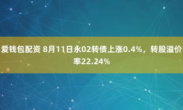 爱钱包配资 8月11日永02转债上涨0.4%，转股溢价率22.24%