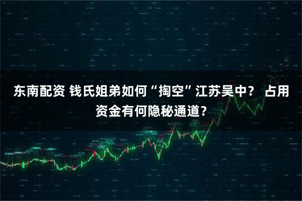 东南配资 钱氏姐弟如何“掏空”江苏吴中？ 占用资金有何隐秘通道？